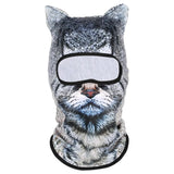 Balaclava printed with a grey tabby cat face, stand-up ears and a black-trimmed eye opening