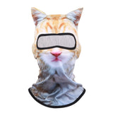 Balaclava printed with a ginger cat face, stand-up ears and a black-trimmed eye opening