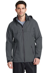 No Shelter Waterproof Shell Jacket in Magnet, worn by a model, front view