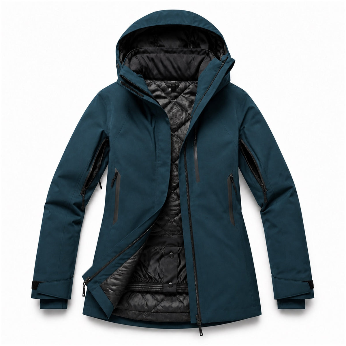 Insulated Snow Jacket in Atlantic — Skeezy studio render, front view