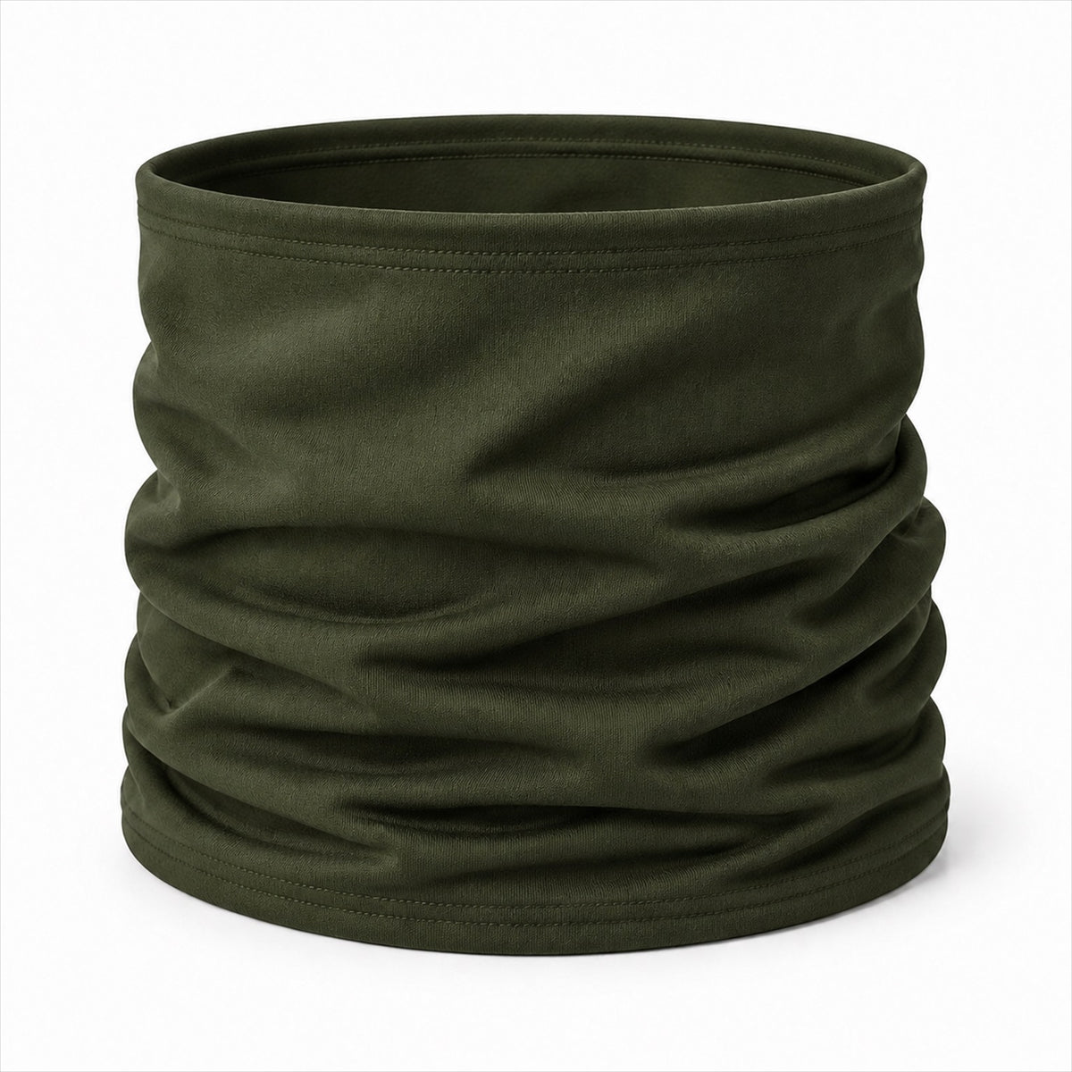 Fleece Neck Gaiter in Moss — Skeezy studio render, front view