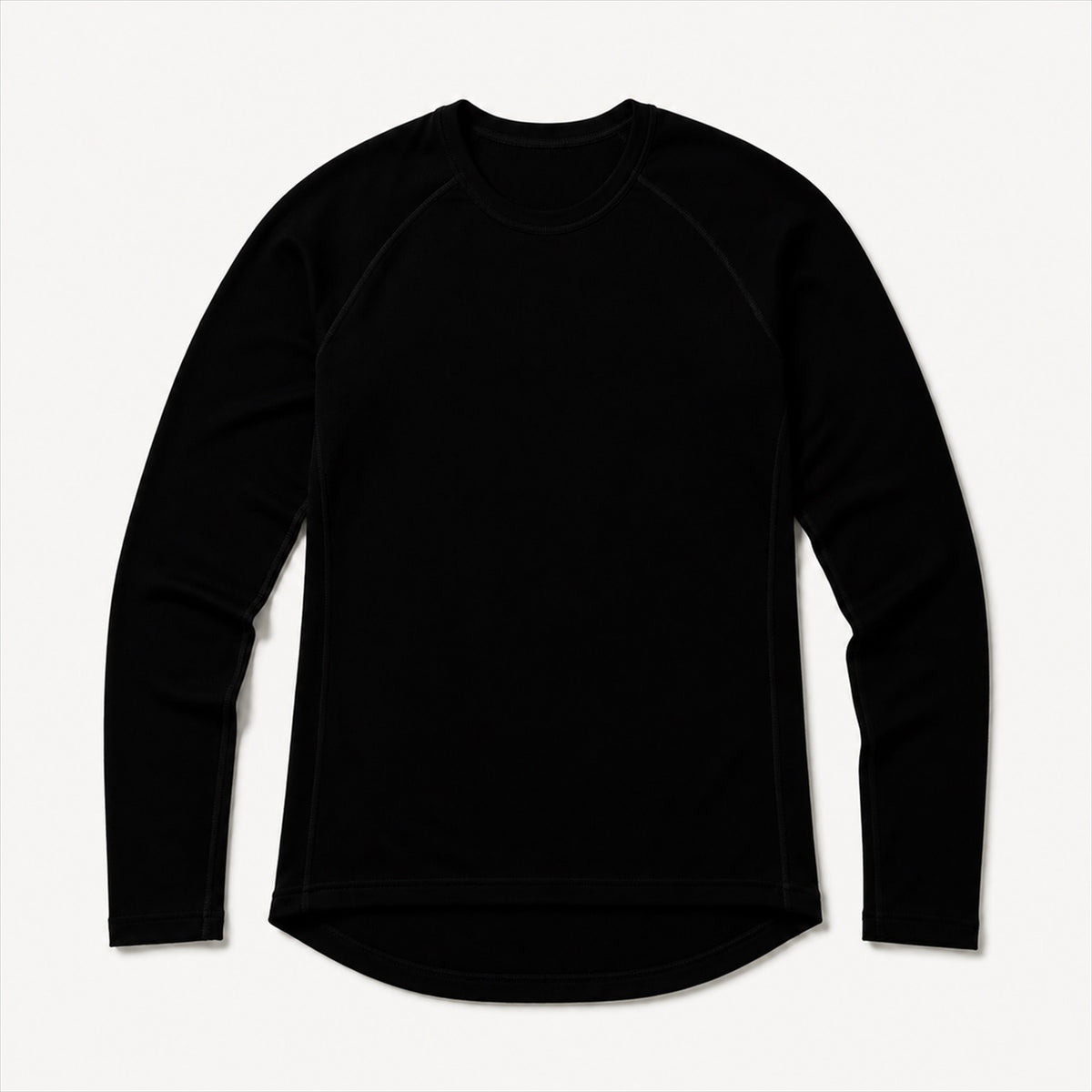 Merino Base Layer Top in Blackout — Skeezy studio render, front view