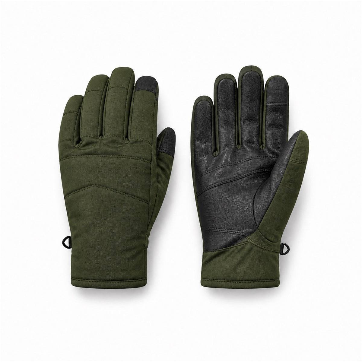 Short-Cuff Snow Glove in Moss — Skeezy studio render, front view