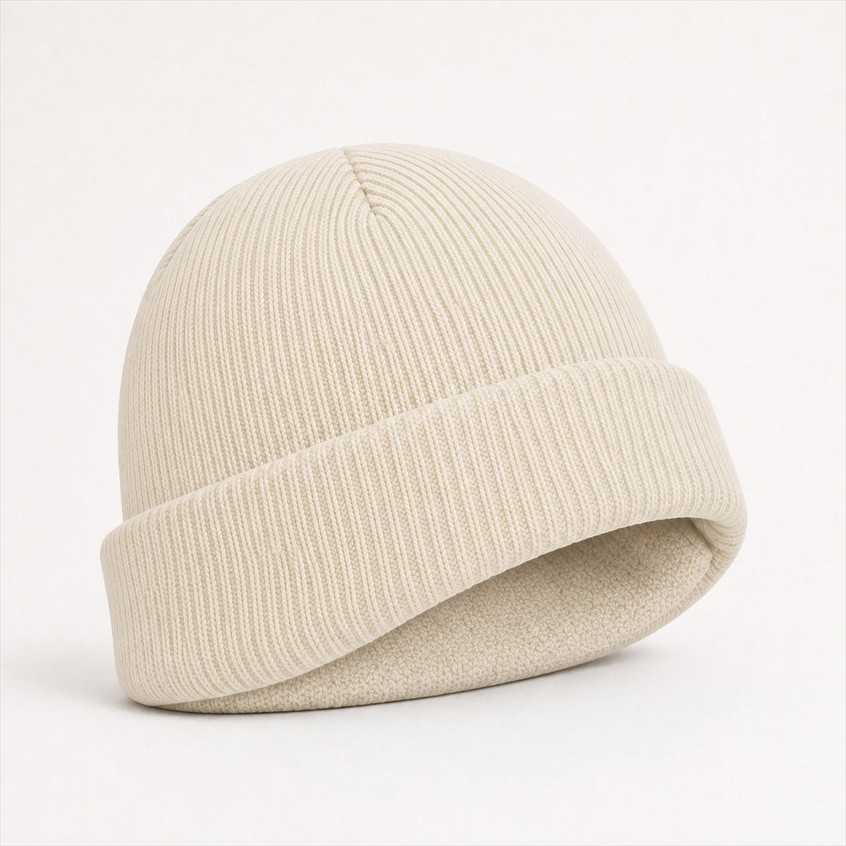 Cuffed Logo Beanie — Skeezy studio render, alternate view