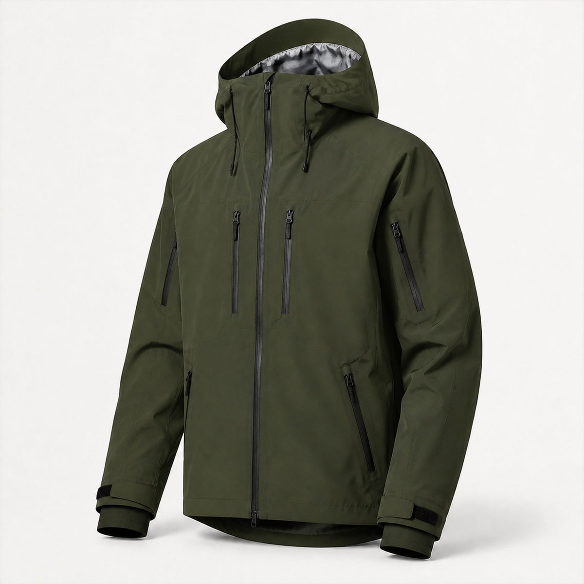 3-Layer Snow Shell in Moss — Skeezy studio render, front view