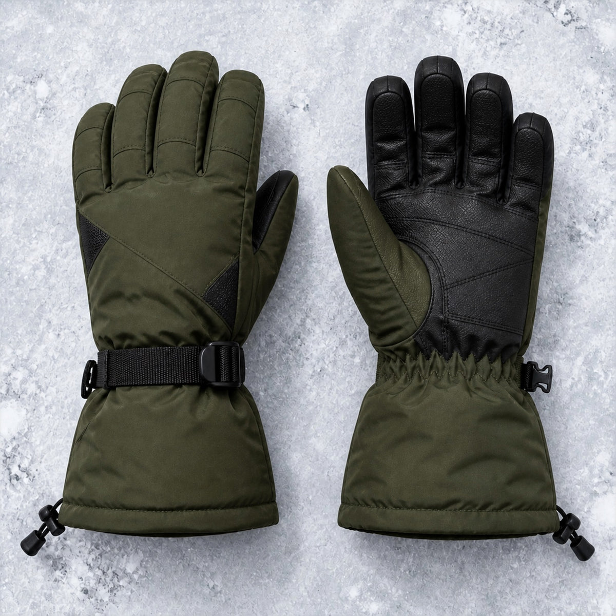 Insulated Snow Glove in Moss — Skeezy studio render, front view