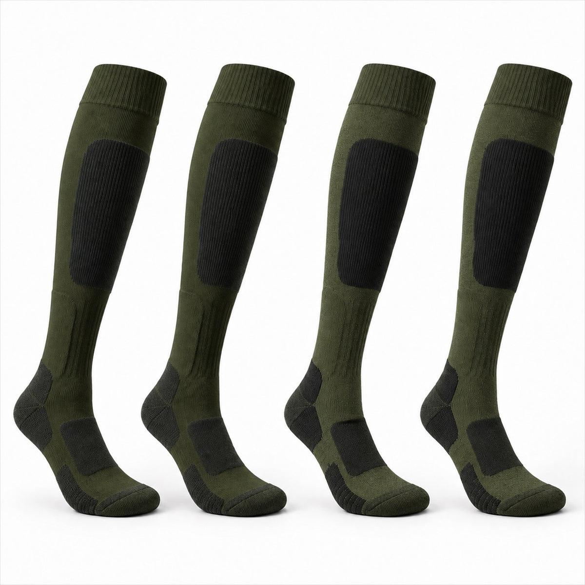 Merino Snow Socks — 2 Pack in Moss — Skeezy studio render, front view