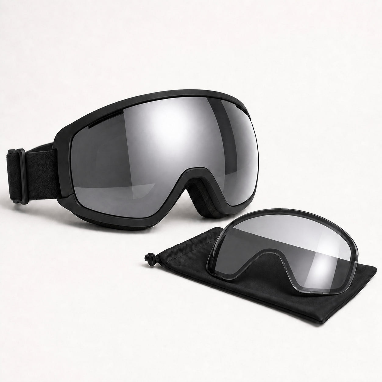 Magnetic Snow Goggle — midnight chrome matched spare