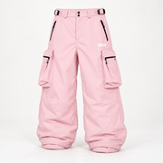 Baby Pink SKEEZY baggy cargo snowpants — digital design preview