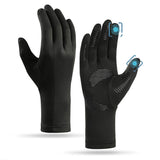 First Chair Touchscreen Glove Liner in Blackout, with the touchscreen thumb and index fingertips marked and the silicone grip print on the palm