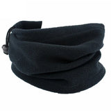 Fleece Neck Gaiter in Blackout: black polar fleece tube with a drawcord toggle at one end
