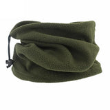 Fleece Neck Gaiter in Moss: army green polar fleece tube with a drawcord toggle at one end