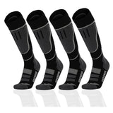 Knee-High Snow Socks 2 Pack in Blackout: two pairs of black knee-high socks with charcoal shin panels, heels and toes