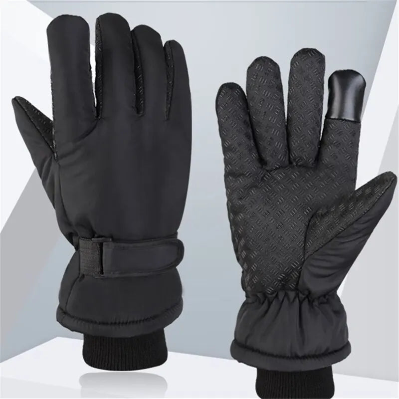 Knuckle Drag Fleece-Lined Park Glove in Blackout, back and palm view, showing the wrist strap, grip palm and touchscreen fingertips