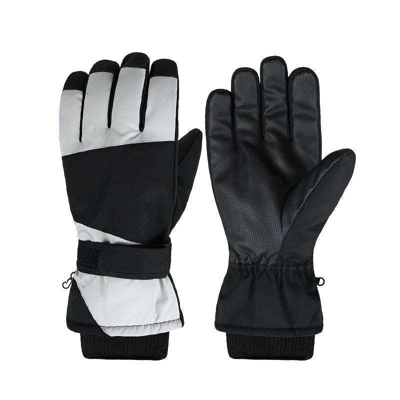 Stormhand Fleece-Lined Snow Glove in Grey, a light grey and black shell with a black grip palm