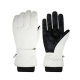Stormhand Fleece-Lined Snow Glove in White with a black grip palm, back and palm view